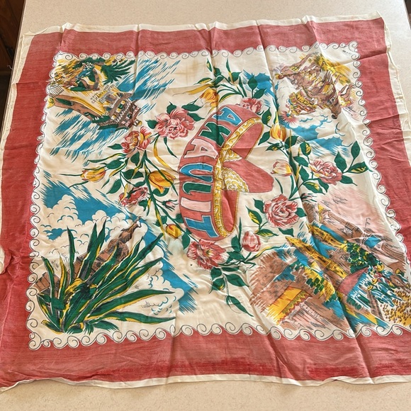 Tijuana Mexico-Themed Vintage Scarf Made in Japan 1940s - 1960s. - Picture 12 of 16